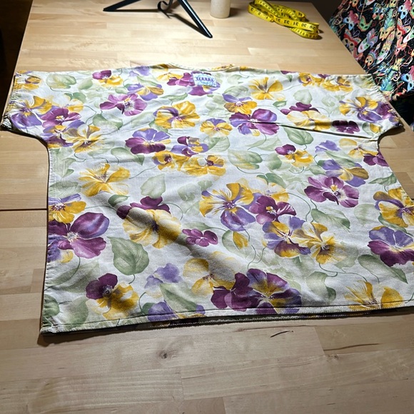 S.C.R.U.B.S. Purple & Yellow Floral Patterned Scrub Top - Picture 3 of 5